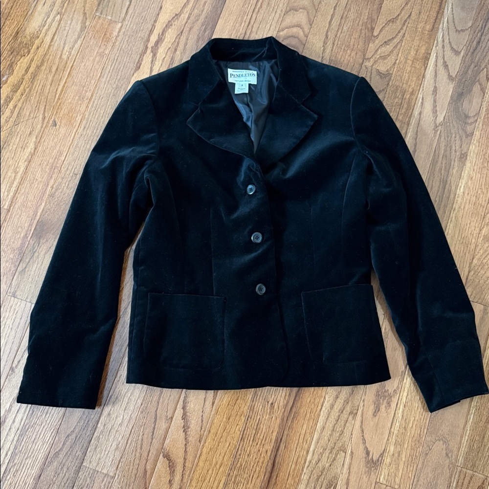Pendleton Velvet Button Front Blazer Pockets Blac… - image 6